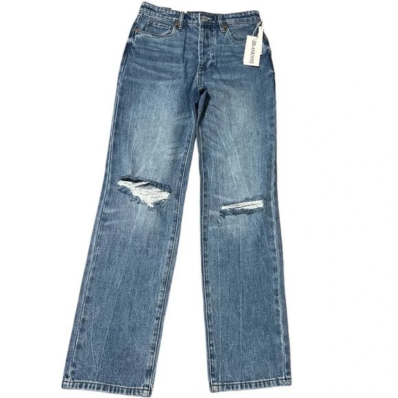 Blank NYC the Howard Mid Rise Loose Fit Denim Straight Leg Destroyed Knees NWT - Picture 2 of 4